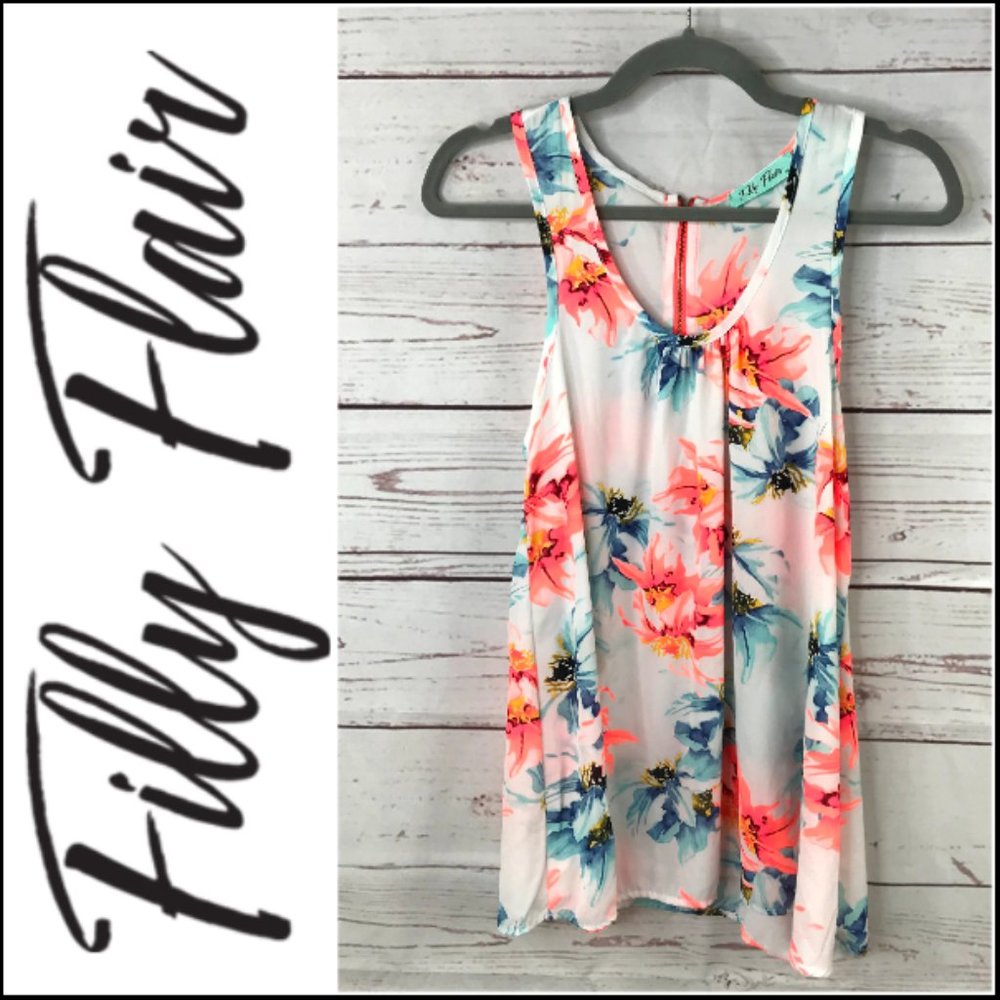Filly Flair Sheer Floral Print Tank Top